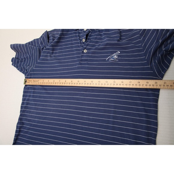 Peter Millar Polo Shirt Mens Medium Blue White Stripe Seaside Midland Hills CC - Picture 8 of 12